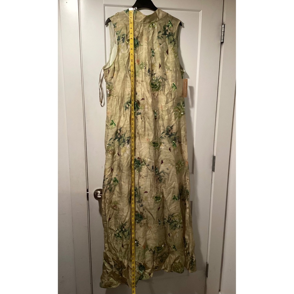 Few Moda O.P.T One Pretty Time Green Floral Sequin Embellished Maxi Dress M - Picture 5 of 11